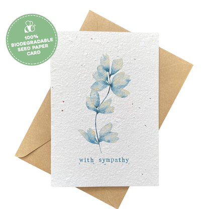 With Sympathy Plantable Gift Card - Blue Leaf