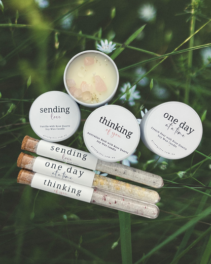 grief gifts candles and bath salts 